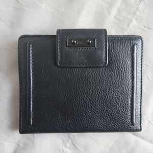 Ventura Black Leather Kooba Travel Passport Snap Wallet
